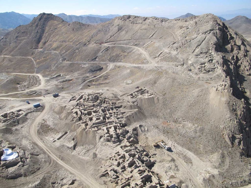 Vue aérienne de Mes Aynak, en Afghanistan.